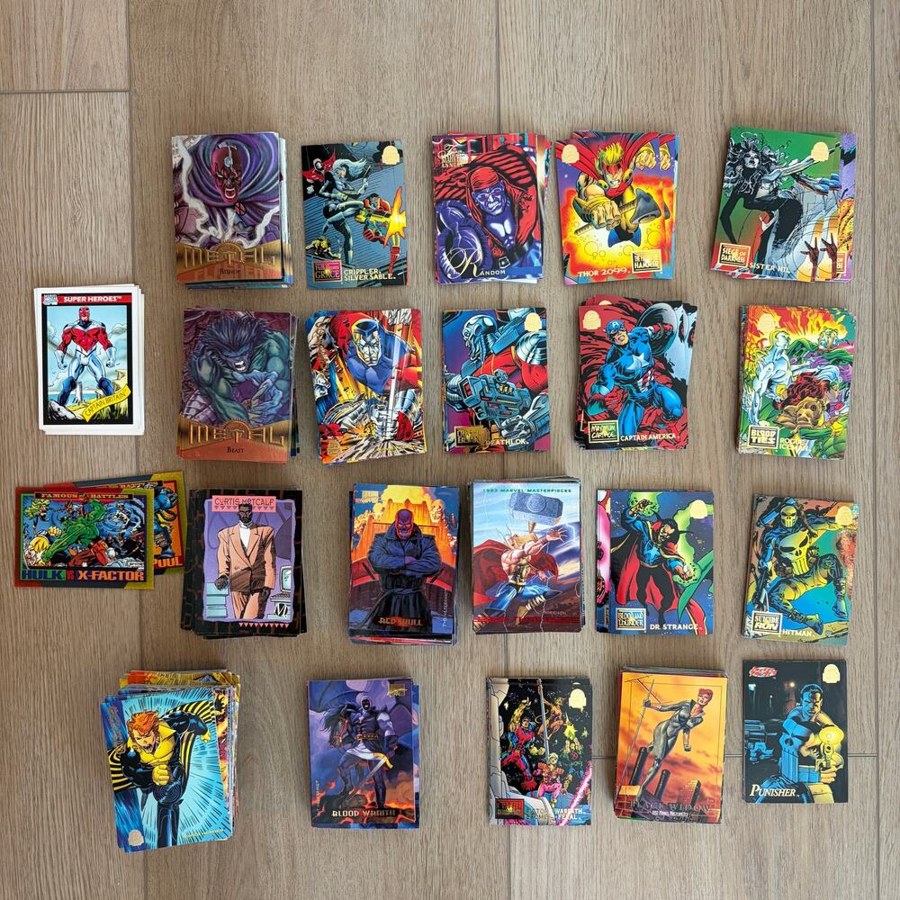 Vintage Marvel + DC Trading Cards Incomplete Sets 450+ Cards Some Dupes